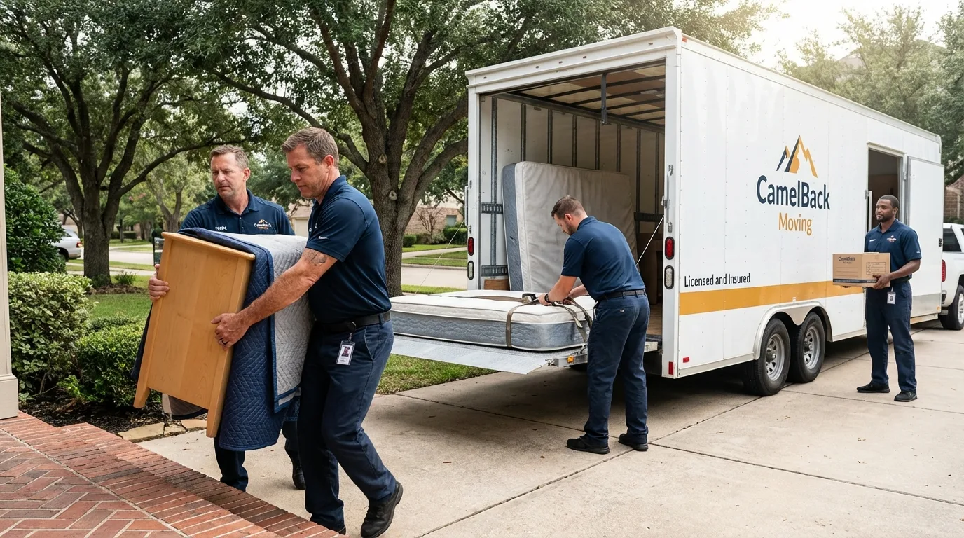 Crew loading residential truck for cross-state move from Sparta, NC